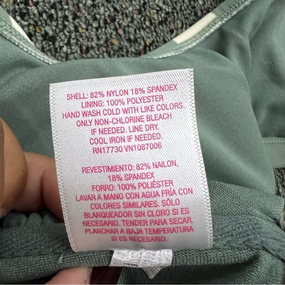 TARGET Green & White Polka Dot Bow Tie Shoulder Retro Bikini Top Removable Cup L - Picture 15 of 16